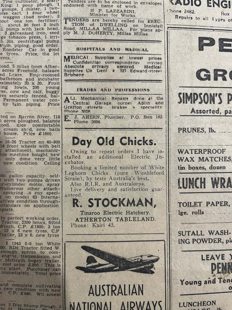 An old newspaper article placed by Reginald Stockman when he started the business.