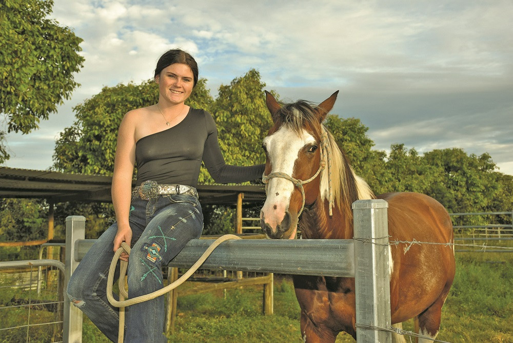 Georgia and her horse Bandit are ready to dominate the arena as they compete in the Juvenile Barrell Racing next month for the Mareeba Rodeo.