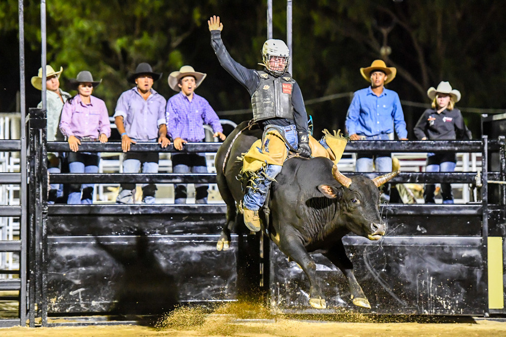 Last year’s open bull ride champion Wyatt Milgate. Photo by Peter Roy.