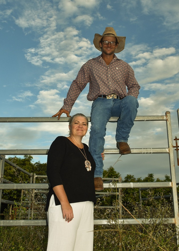 Rodeo mum Hannah and champion bull rider and fighter Teddy (centre) will be supporting their kids this year at the Mareeba Rodeo.