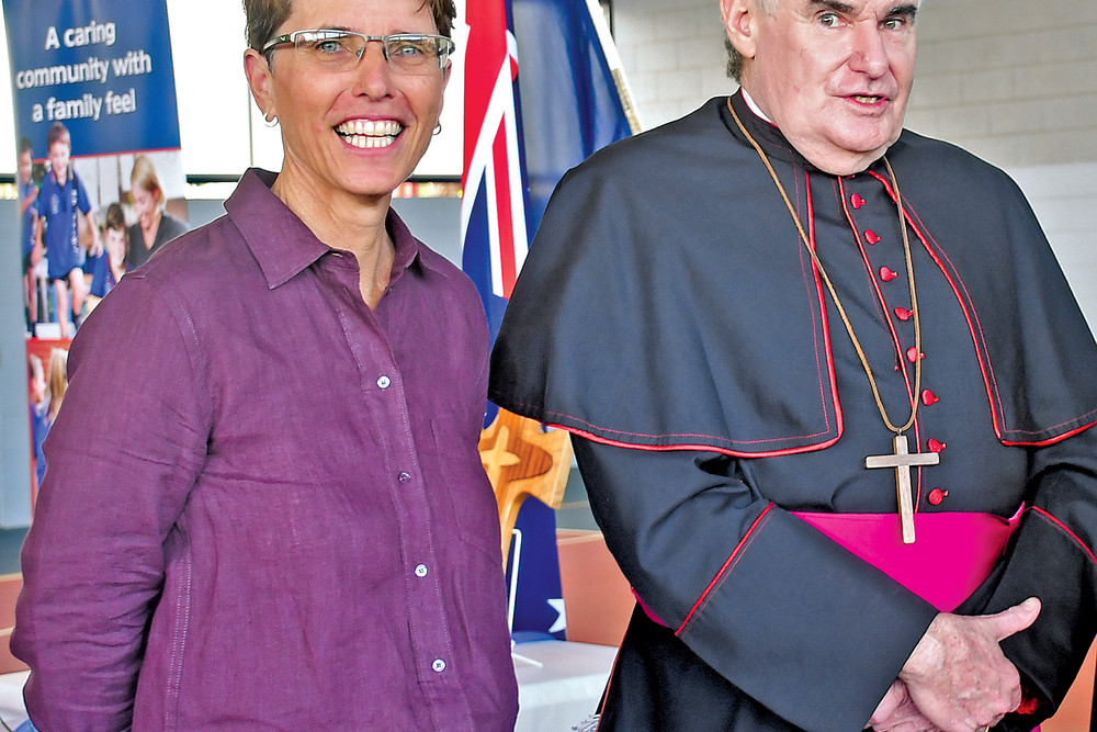 Principal Rita Petersen and Bishop James Foley at the official opening of the upgrades at St Joseph’s School in Atherton.