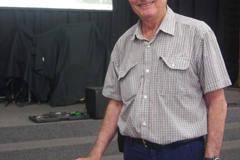 John Reghenzani with the home-made gas chromatograph that he designed and built in 1975.