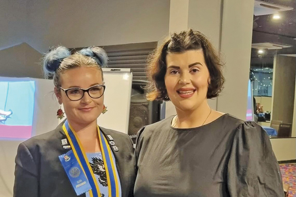 Mareeba Rotary’s new president Chantelle Pedersen with outgoing president Caitlin Murray at their recent changeover.