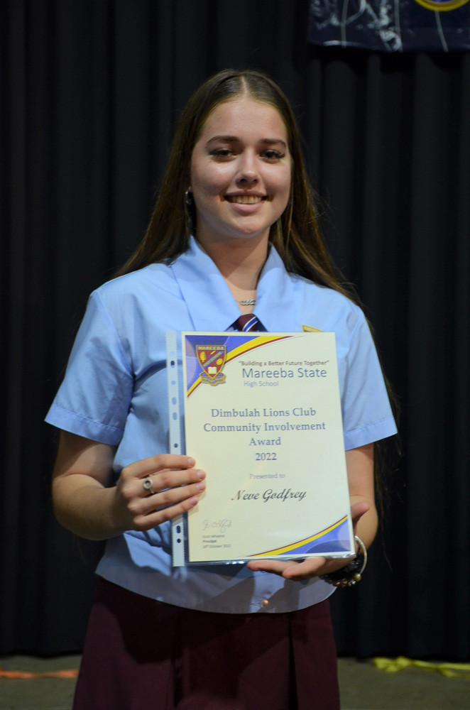 The Dimbulah Lions Community Involvement award recipient Neve Godfrey