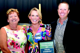 Councillor Annette Hayden (left) presented the Visual Standout Business award to Telpara Hills.