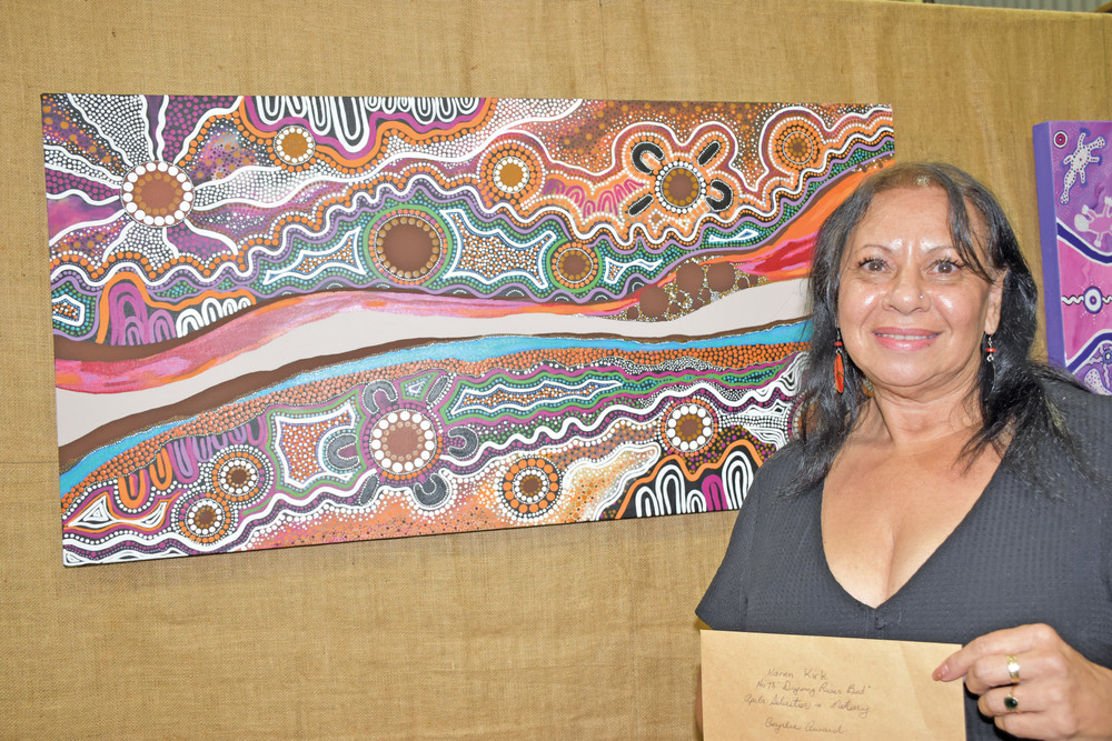 Acrylic category winner Karen Kirk with her entry titled Drying Riverbed.