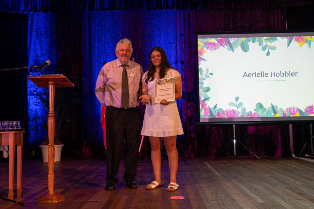Aerielle (May May) Hobbler received a Highly Commended in the Sports Category award pictured with Councillor Mario Mlikota