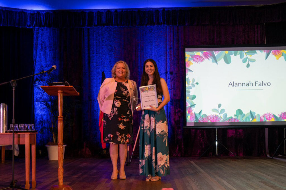 Alannah Falvo was awarded an excellence award pictured with Councillor Lenore Wyatt