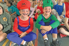 Mareeba State School students Trae and BJ as Mario and Luigi. SUPPLIED.