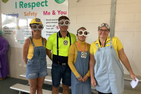 Mareeba State School staff Ms Carmody, Mr Nielson, Mrs Burton, Mrs Simpson as the Minions. SUPPLIED.