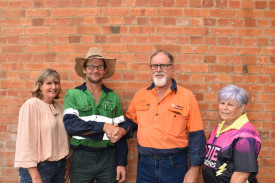 Robyn Simmonds and Ted Simpson from the Biboohra Bull Ride with major sponsor and owner of Hendle’s Sandblasting, John Hendle, and Carmen Williams representing the Indie Rose Foundation.