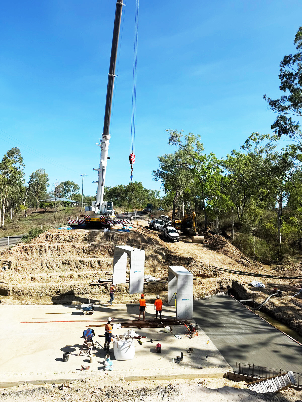 Council crews are working hard to get the new Cobra Creek crossing finished early this year.