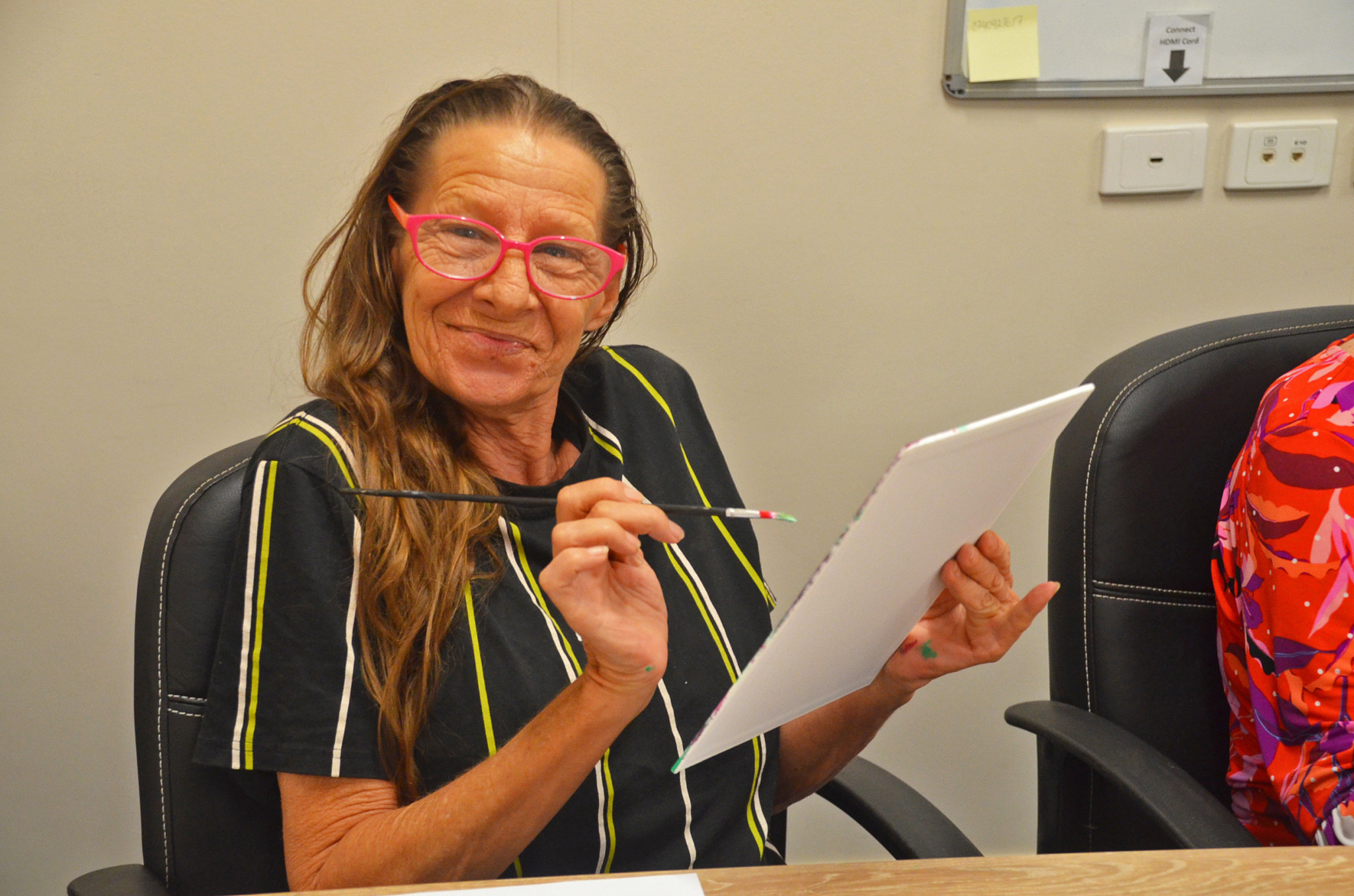 “Shazza” enjoyed painting and talking to others who came along to the event.