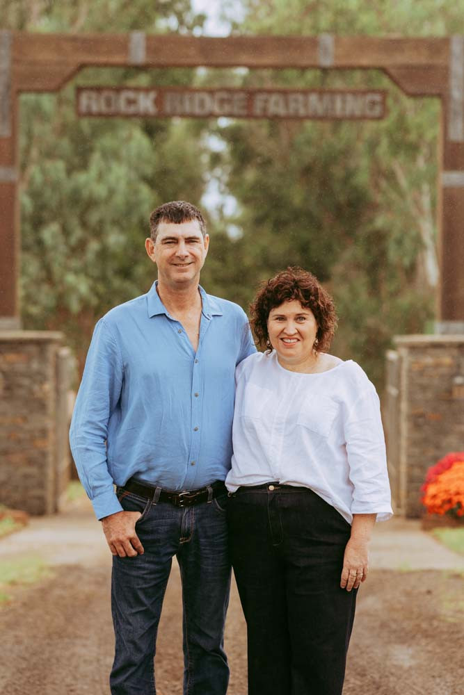 Peter and Chelley Howe at their Rock Ridge farm.