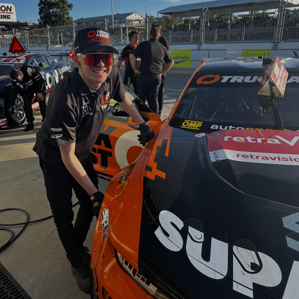 Dylan in the pits during the recent supercar round in Perth