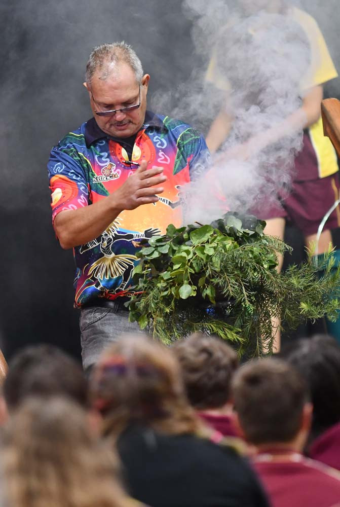 Daryl Joseph conducting a smoking ceremony as part of the celebrations at NAIDOC week.