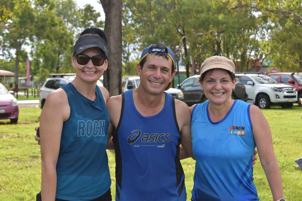 Locals Billie Fincham, Sandro Soncin and Sherri Soncin enjoyed their morning run.