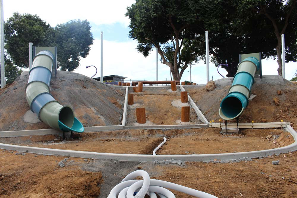 A new playground is starting to emerge as part of the Southern Bicentennial Lakes precinct upgrade.