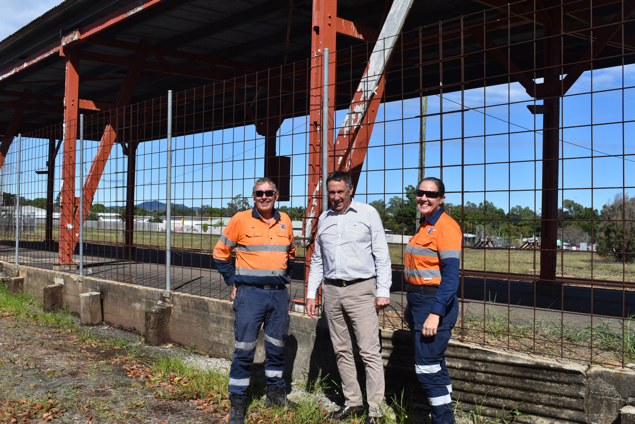 Member for Cook David Kempton (middle), Savannahlander operations manager Mike Lee (left) and assistant operations manager Sandra Ford.
