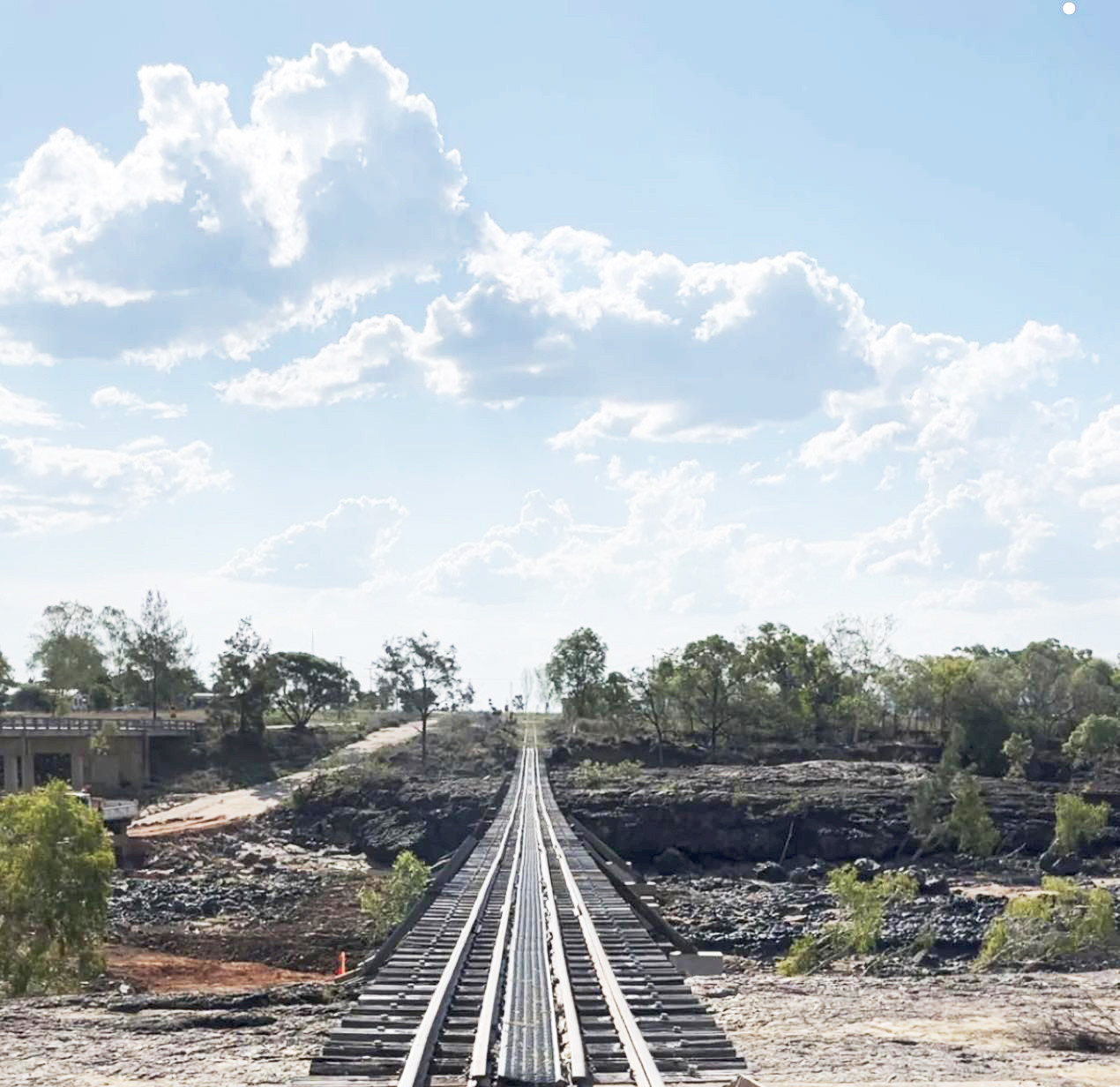 (Before) The new section of rail built in December.