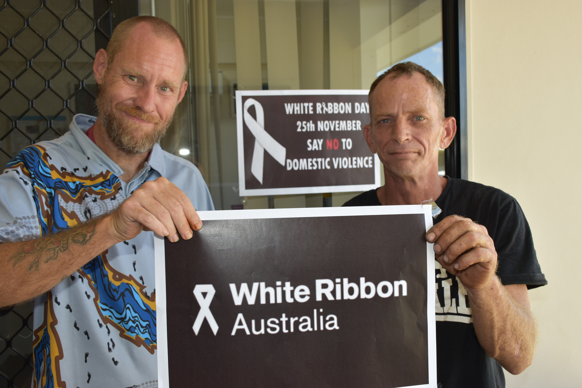 Jason Shaw and Richard Kissick are supporting White Ribbon Day and standing up against domestic and family violence