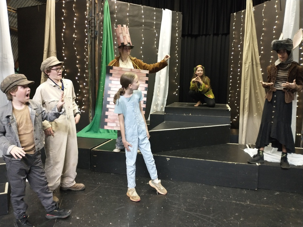 Young actors rehearsing for The Atherton Performing Arts production of”A Midsummers Night’s Dream”
