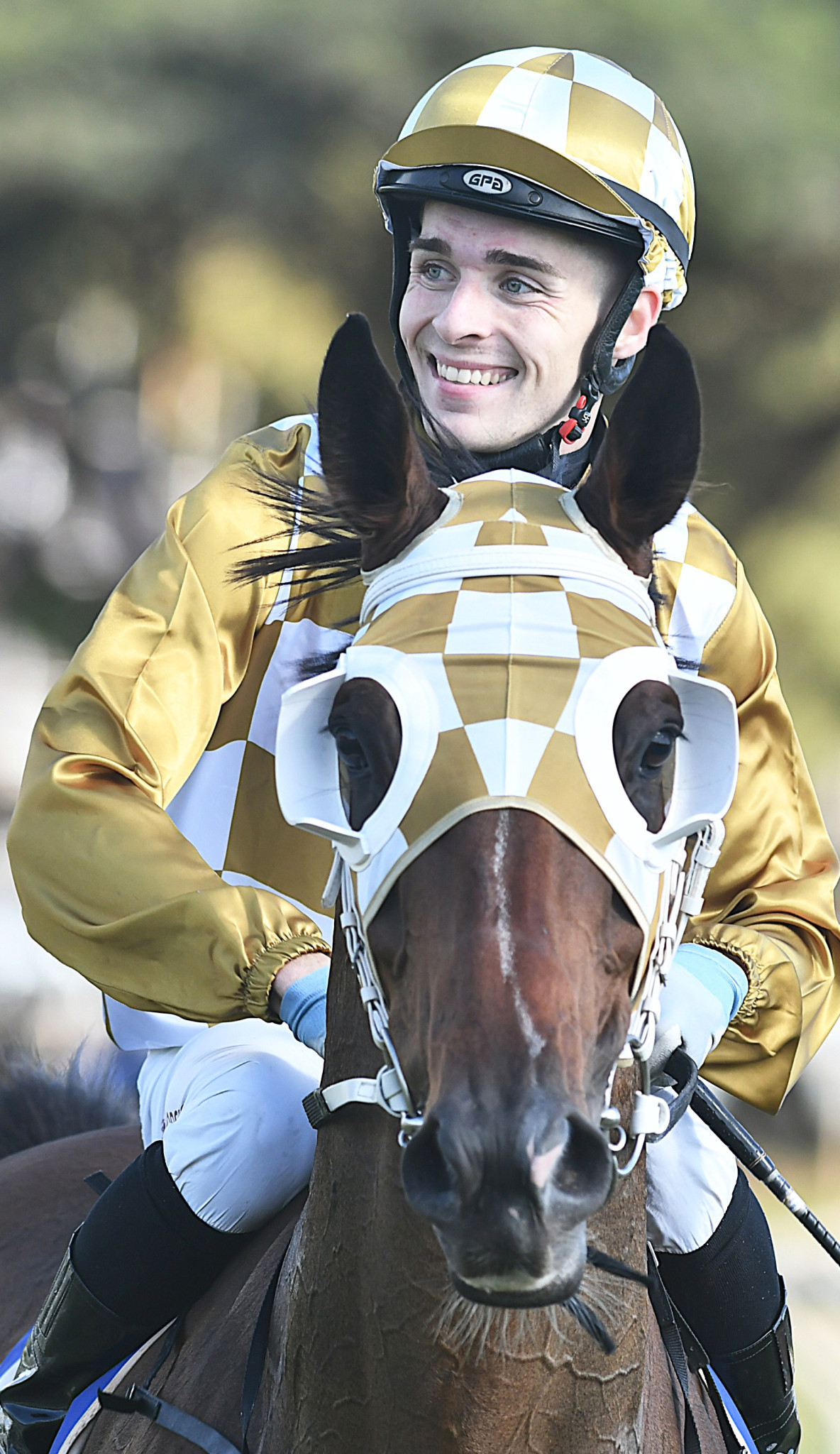 Race 3 winner “Seventies Hit”, with jockey Mitch Goring aboard.