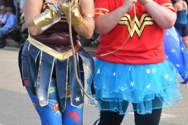 “Super Heroes” walking the street in the parade on Saturday