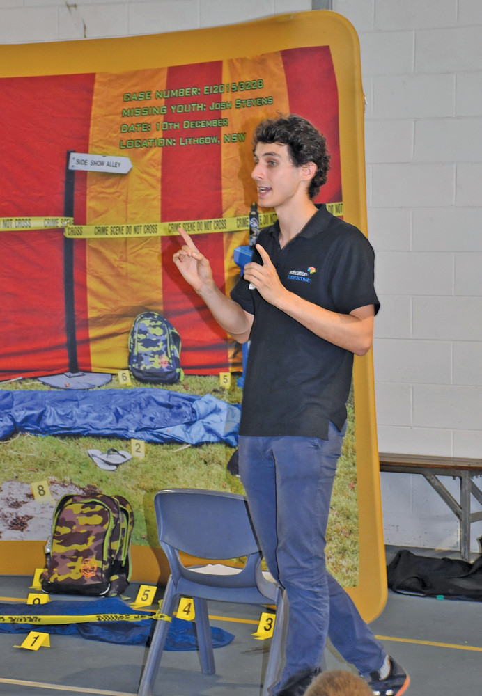 Education Interactive bioengineer and lover of all things science Aymeri Pinon presented to Mareeba State School students and helped them crack a missing person case.