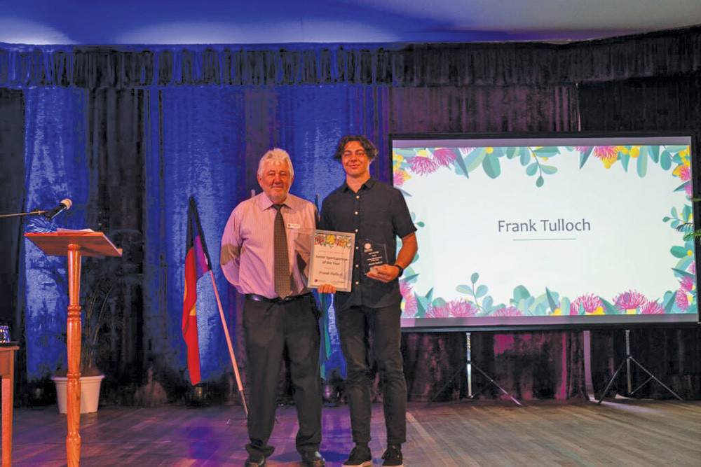 Junior Sportsperson of the Year was Frank Tulloch pictured with Councillor Mario Milkota