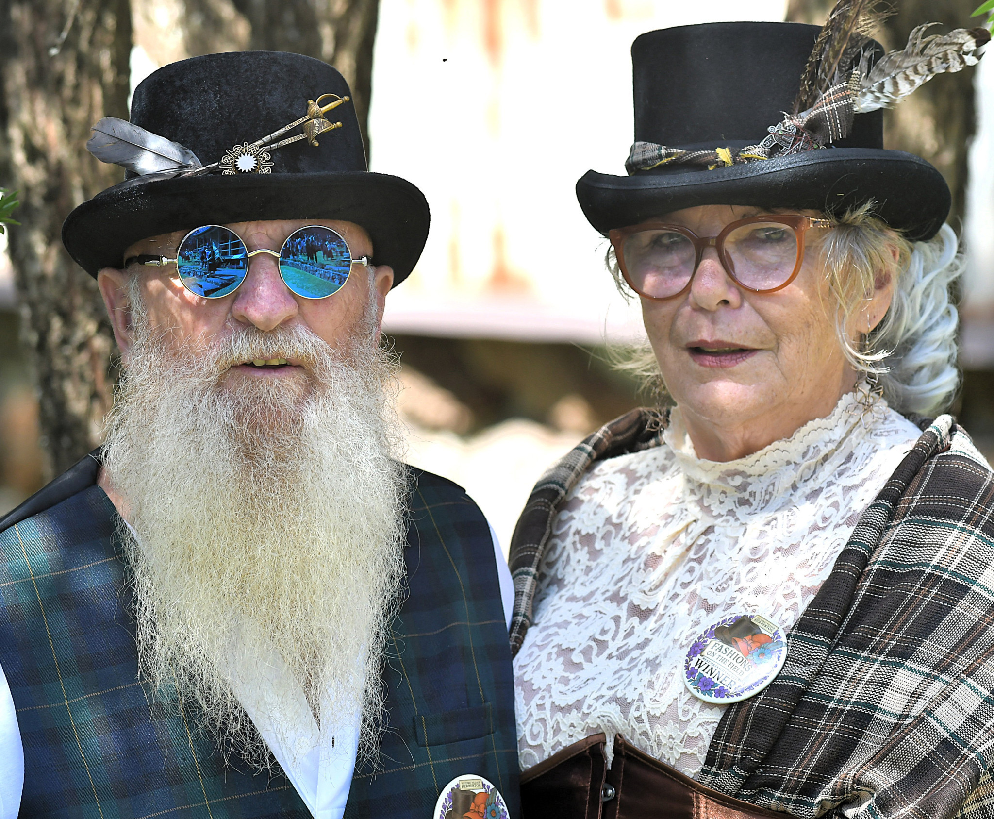 Rob and Estelle McBride got into the spirit of the Pioneer weekend at Herberton.