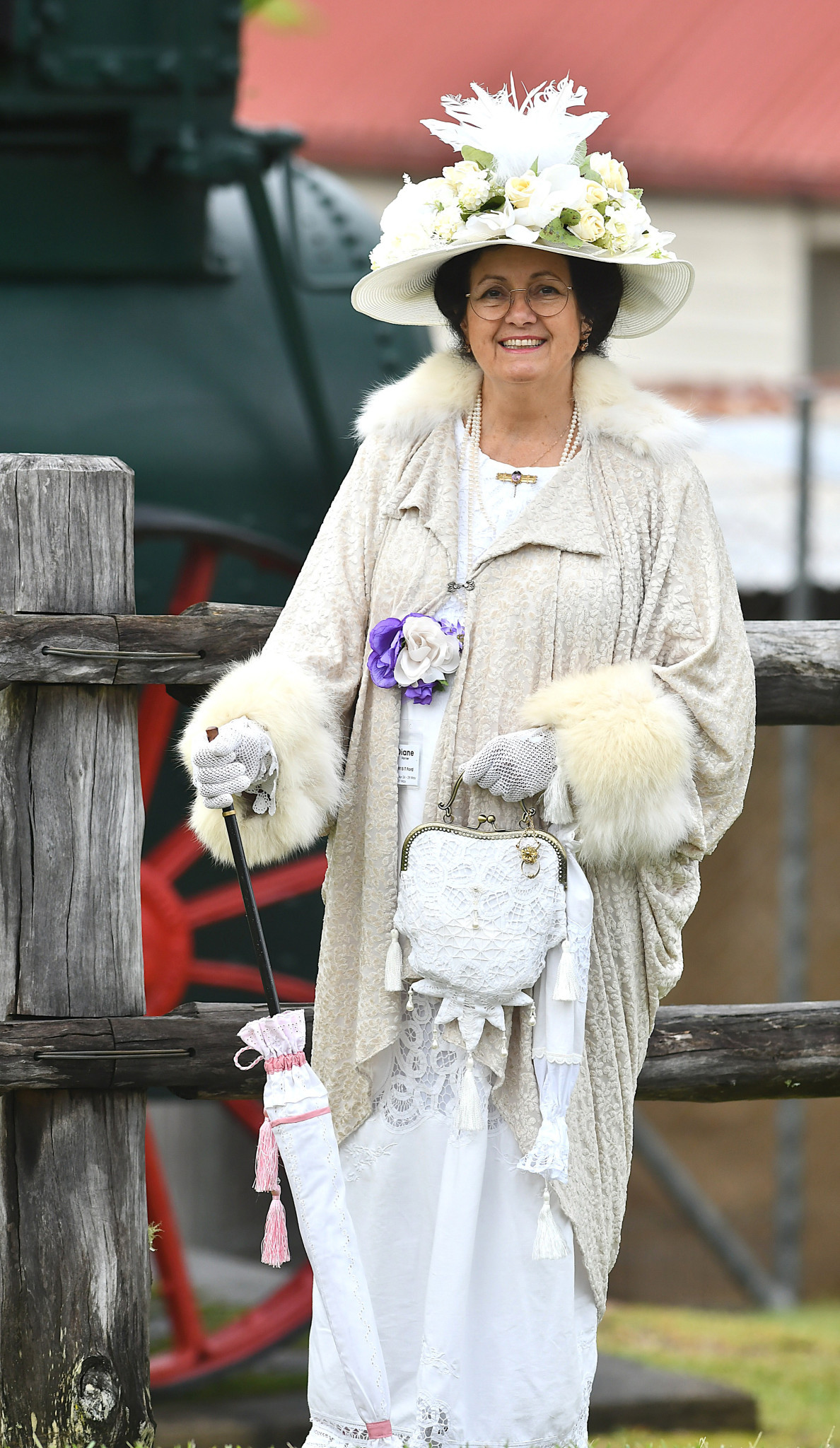 Diane Farrier donned a fabulous hat as part of the Pioneer theme.