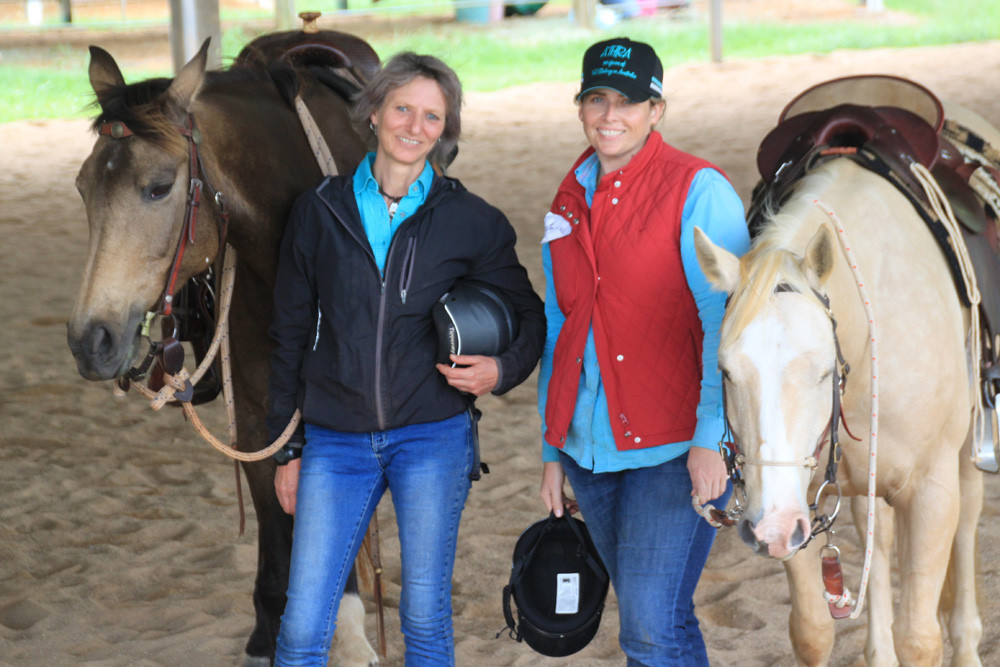 Claudia Schmeink and Amy Braes wait their turn in the ring