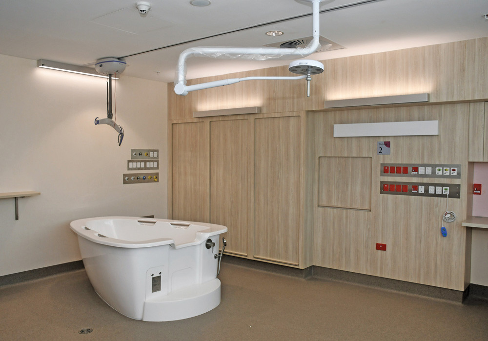 A big water bath has been installed in one of the two larger birthing suites.