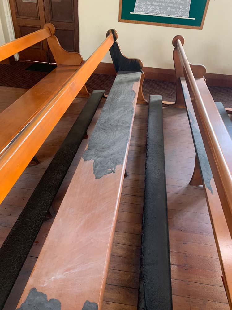 Seats inside the church were seared by the fire and will have to be repaired.