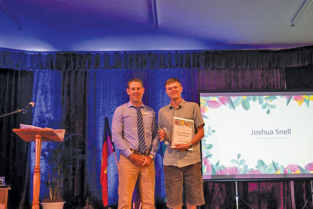 Joshua Snell received the Junior Community Service Award pictured with Councillor Locky Benstead