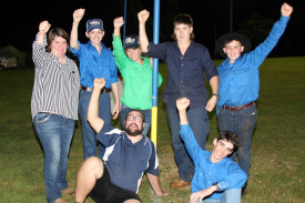 Ecstatic after their success in Saturday night’s Farmers Challenge were event coordinator, Catherine English with Harrison Brotherton, Tylah Harris, Parker Hamilton, Jack Zappala, ring in, Innisfail Ag teacher, Will O’Connell and Lucas Kattenberg, representing Atherton High.