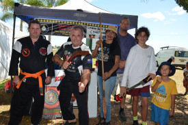2.	John, dai sempai Tait, Berend, Carol, Preston and William from Kanagroo Warriors Bob Jones Martial Arts which incorporates First Nations weaponry and boxing into martial arts