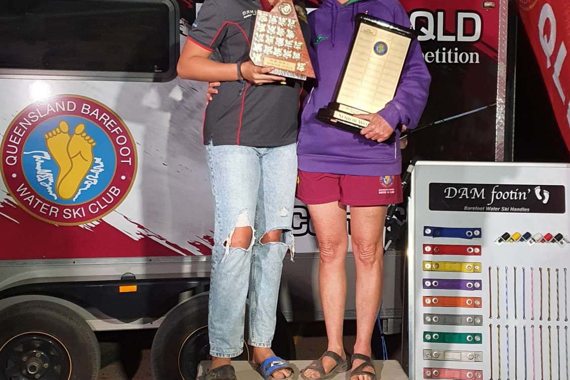 CHAMPIONS: Lindsie Jack and Katina Davies dominated their competition at the Barefoot Water skiing State Titles in October.