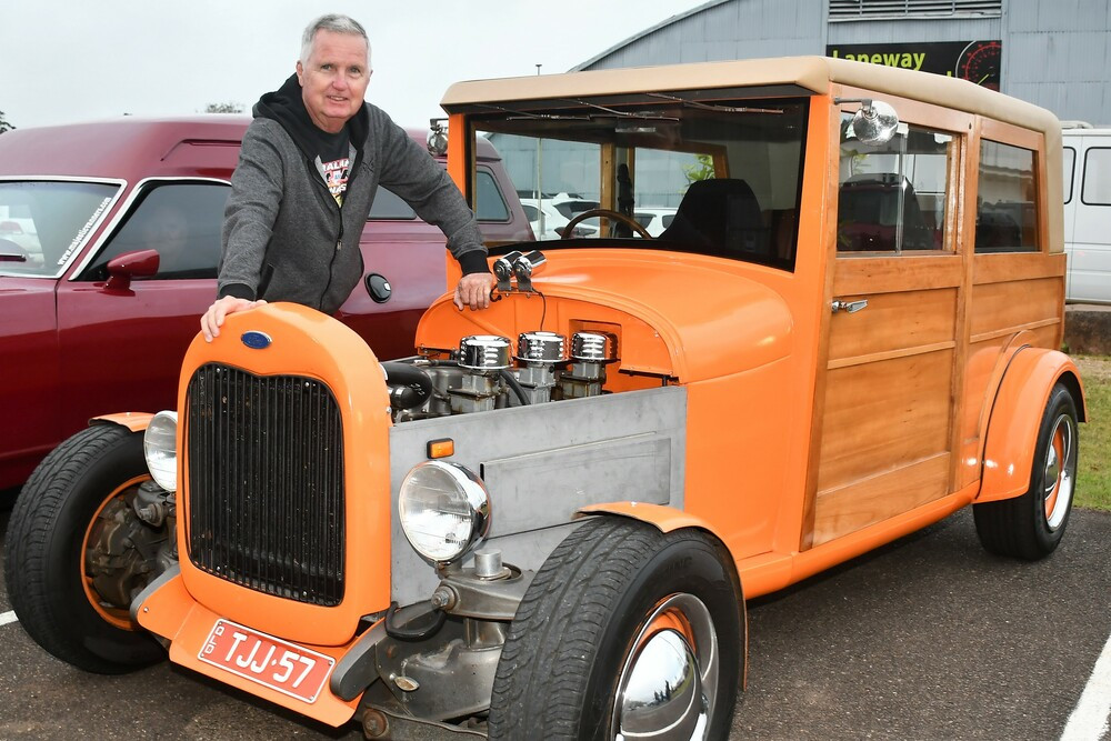 Mareeba’s Tom Jerome with his 1928 Ford Tudor at a Past Cruise in.
