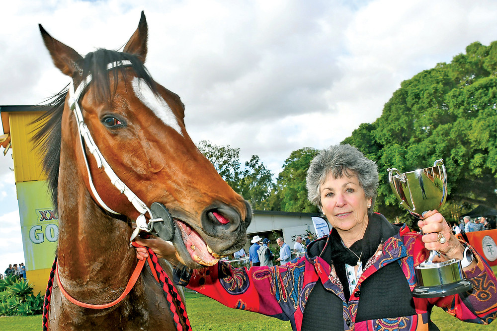 Tolga trainer Janel Ryan with her horse Gaelic after they took out the 2021 Atherton Cup.