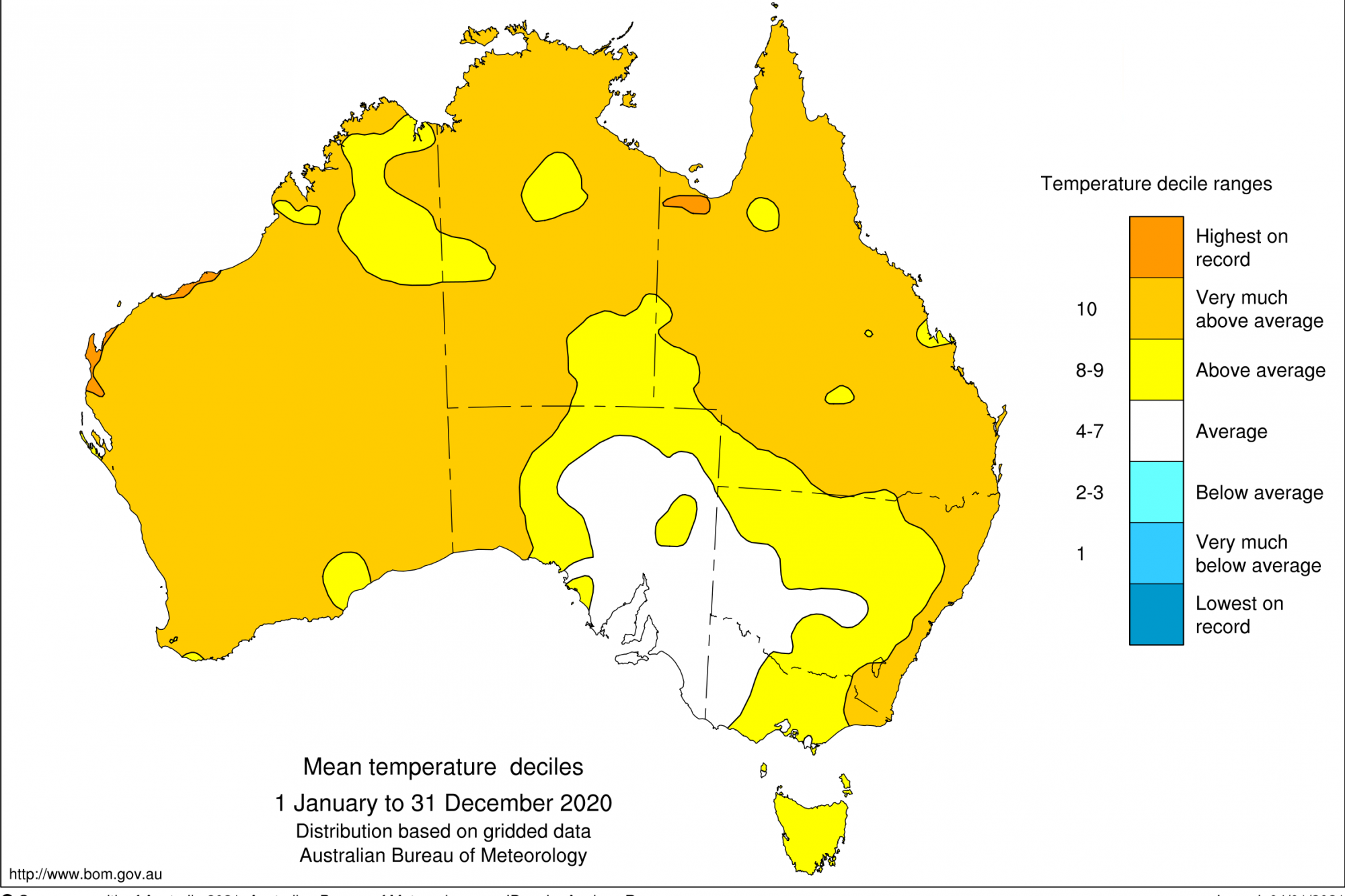 The year 2020 was the fourth-warmest year on record for Australia,