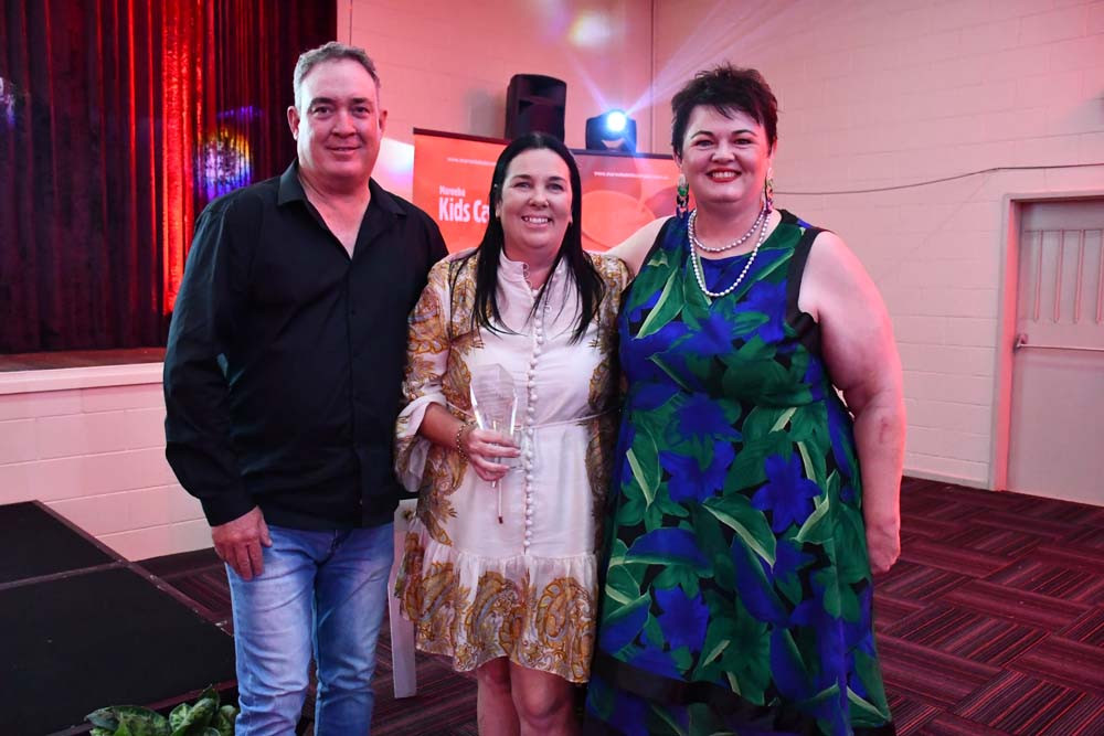 Max and Jodie Turner from Maximum Pest Management won the Mareeba Chamber of Commerce ‘Business of the Year’ award on Saturday night. Pictured with Jeanette Sturiale from Mareeba Kids Campus who were the major sponsor of the event.