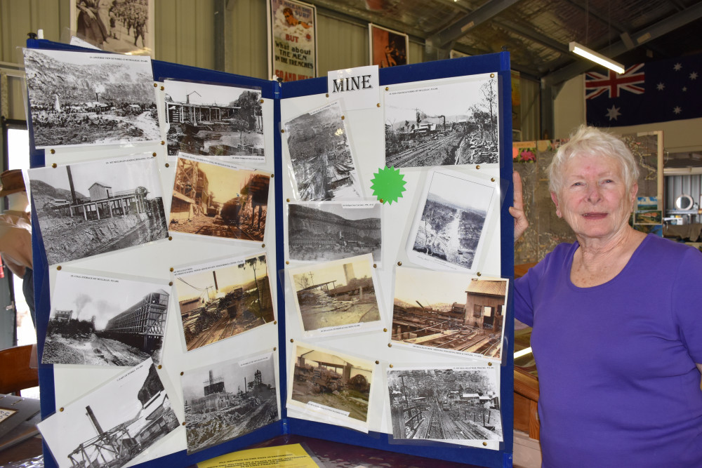 Helen Kindt of the Mareeba Historical Society with some of the photographs of the new Mount Mulligan photographic display at the society’s building in Mareeba.