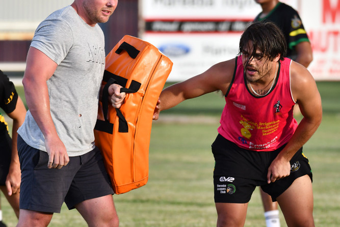 Ricky Shave and Trezman Banjo running through some drills at last Thursday’s training session.