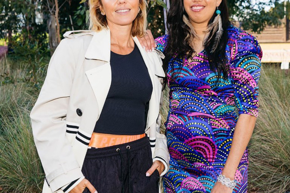 Local designer Briana Enoch (right) with her mentor Pip Edwards at the launch of The Iconic x FNFD Incubator program. Photo supplied by Briana Enoch