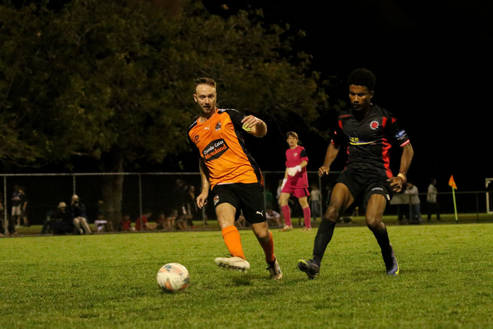 Mareeba Bulls captain Adrian Madrid goes up against the Leichhardt Lions on Saturday night. PHOTO: Ashleigh Leporati.