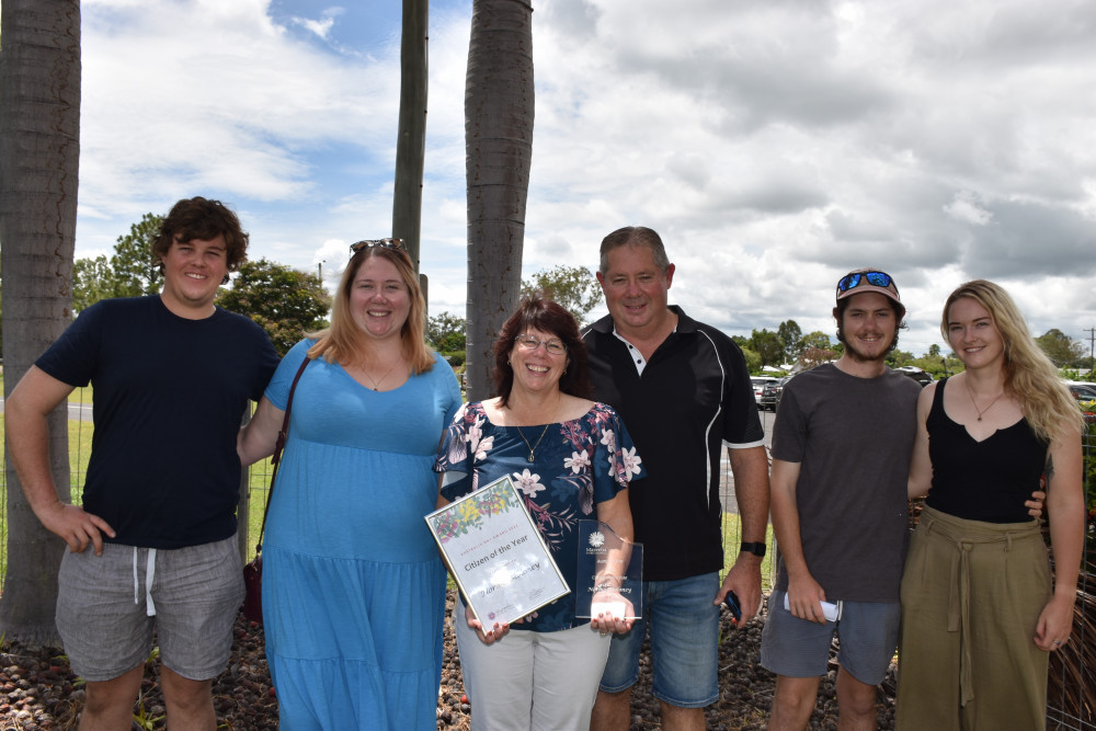 Mareeba Shire Council's 2022 Citizen of the Year Norma Moloney with her family