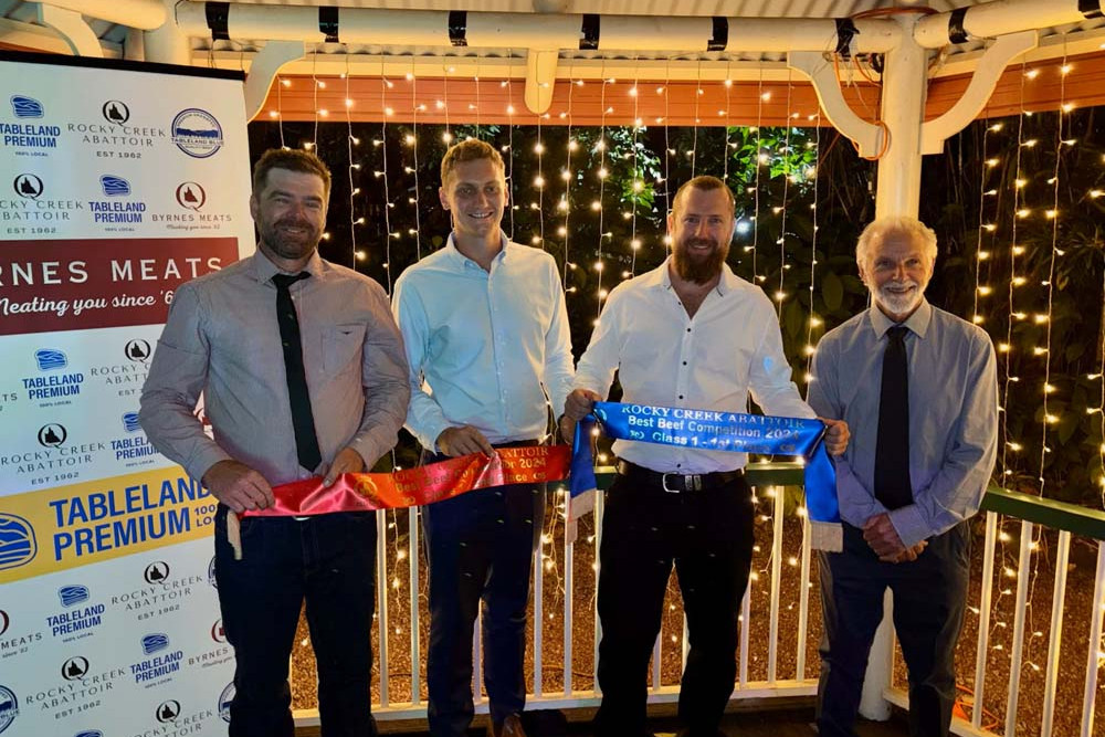 Doug Cross (Cross Custom Meats), Cailan Byrnes (Rocky Creek Abattoir), Gordon Carcary (1st Class 1) and Bill Tranter (2nd Class 1).