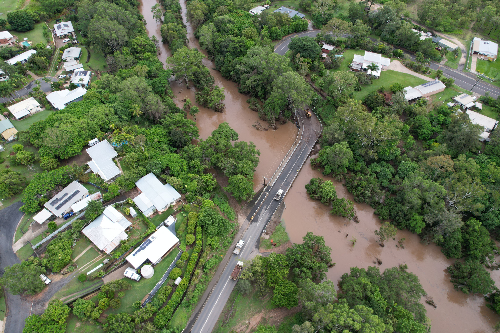 John Doyle Bridge in Mareeba found itself submerged once again on Sunday as heavy rain cascaded through the region.